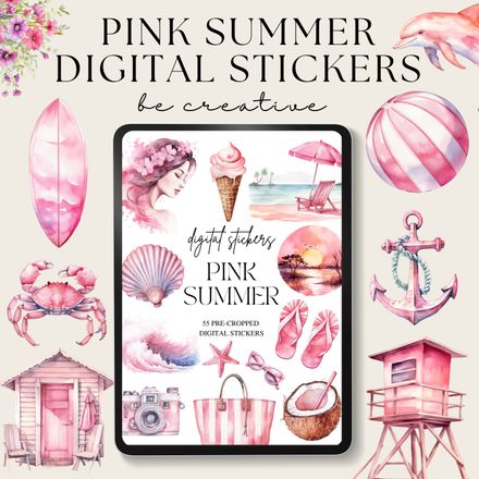 Pink Summer Stickers