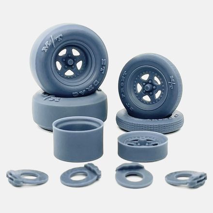 1/24 Resin, 15x5 &amp; 15x10 Center Line Telstar 2.0 Wheels, M/T Tires