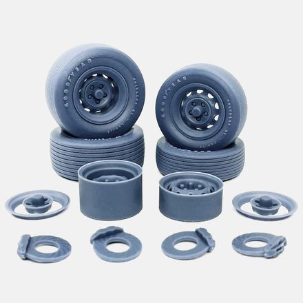 1/24 Resin, 15 inch Mopar Rallye Wheels, Goodyear Polyglas Tires