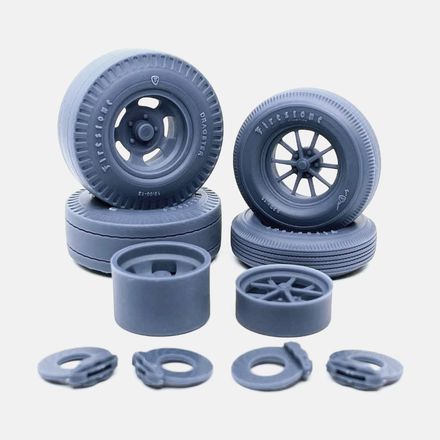 1/24 Resin, 15x6 ET Gasser &amp; 15x10 US Indy Mag, Firestone Tires