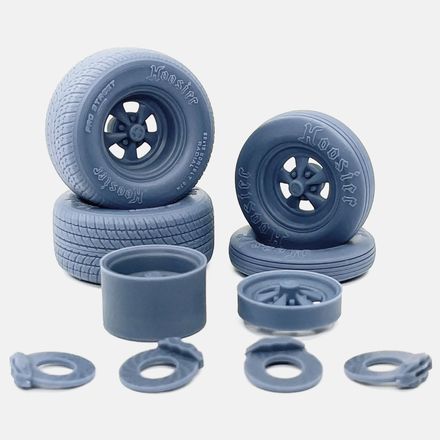 1/24 Resin, 15x4 &amp; 15x10 Cragar SS Wheels, Hoosier Tires