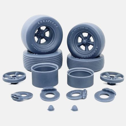1/24 Resin, 15 inch Torq Thrust D Wheels, Goodyear Polyglas Tires