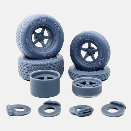 1/24 Resin, 15x5 &amp; 15x10 Weld S71 Wheels, Hoosier Tires