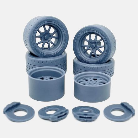 1/24 Resin, 18 inch Rocket Attack Wheels, Hoosier Track Attack Tires, and Brakes