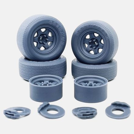 1/24 Resin, 15x8 American Racing TA70 Wheels, Goodyear Blue Streak Tires
