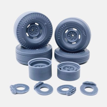 1/24 Resin, 15x7 &amp; 15x10 GM Rallye Wheels, Firestone Tires