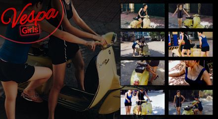 Vespagirls at the Fuelstation