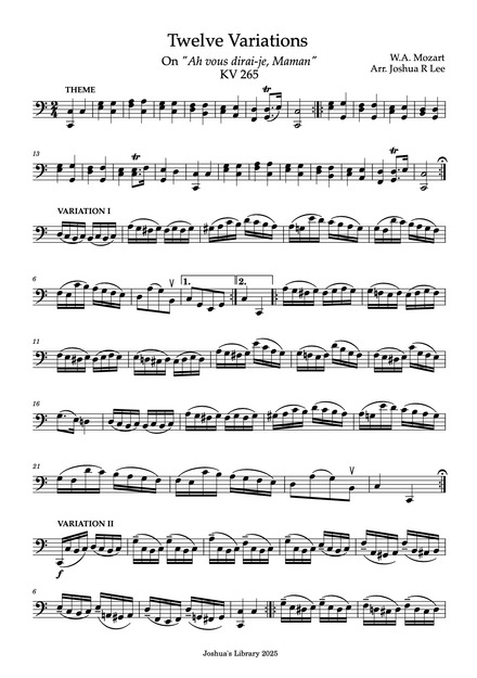 Twelve Variations On Ah, vous dirai-je, Maman