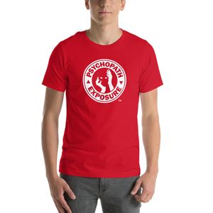 Unisex Signature Psychopath Exposure Logo T-Shirt [White &amp; Red]