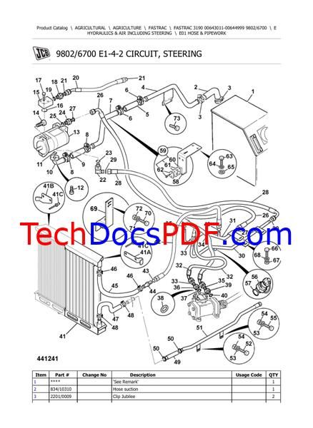 JCB FASTRAC 3190 Parts Catalog SN 00643011-00644999 (9802/6700)