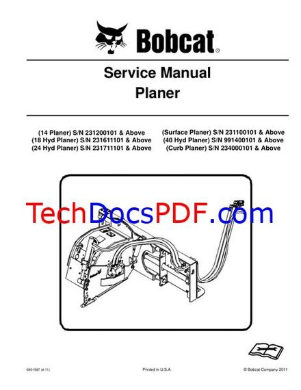 Bobcat Planer Service Manual (6901087)
