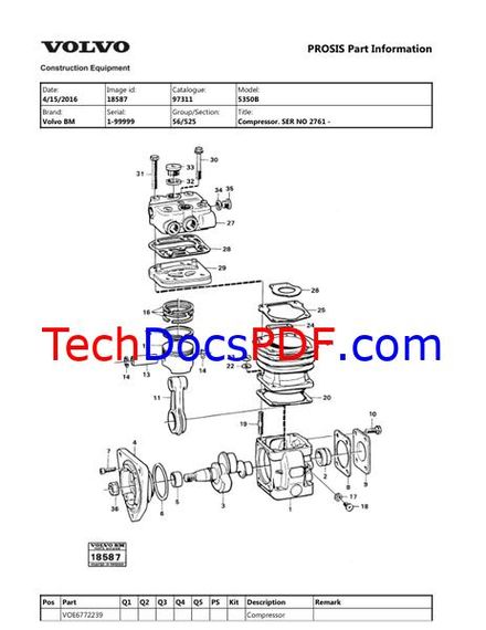Volvo BM 5350B Articulated Hauler Parts Manual