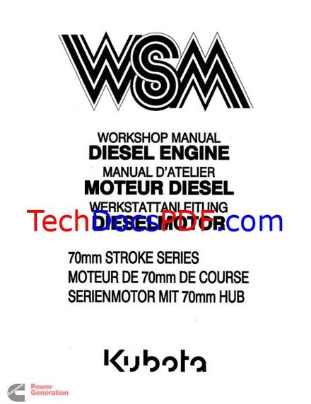 Kubota 70mm Stroke Series Diesel Engine Service Manual