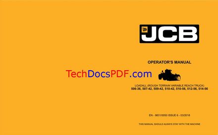 JCB 506-36 to 514-56 Loadall  (Rough Terrain Variable Reach Truck) Operator’s Manual (9831/0050)
