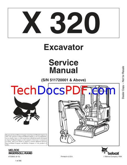 Bobcat X320 Excavator Service Manual 6722642 (6-12)