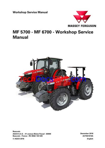 Massey Ferguson MF573, MF583, MF593, MF596 Tractor Service Manual (PN 4283075M1)