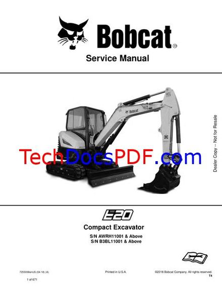 Bobcat E20 Compact Excavator Service Manual (7255008enUS)