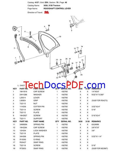 John Deere 3030 and 3130 Tractors Parts Catalog (PC4127)