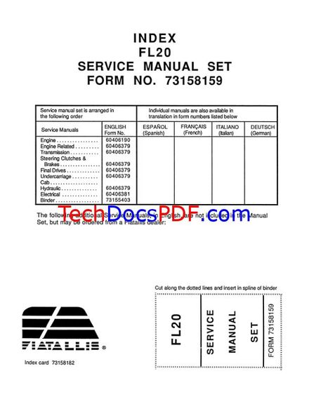 FIATALLIS FL20 CRAWLER LOADER 8215 ENGINE &amp; ELECTRICAL SYSTEM SERVICE MANUAL