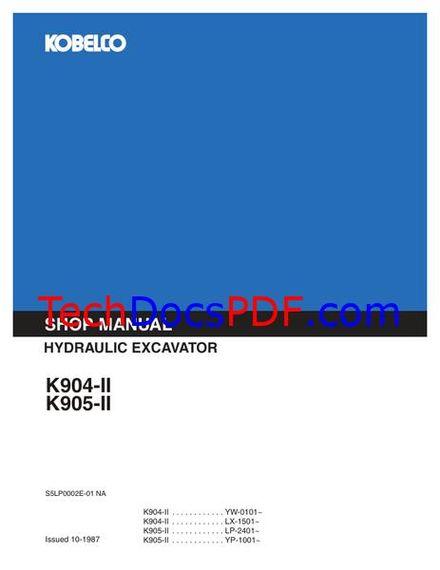Kobelco K904-II / K905-II Hydraulic Excavator Shop Manual