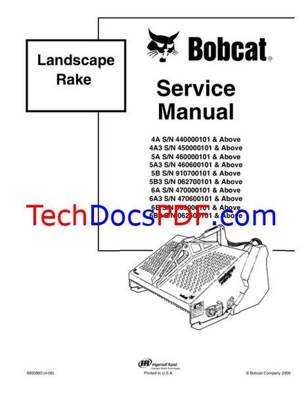 Bobcat Landscape Rake Service Manual (6900890)