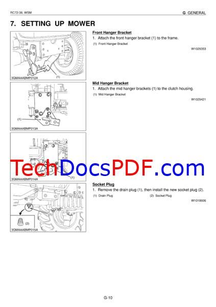 Kubota RC72-38 Mower Service Manual – Transmission, Lifting, Servicing