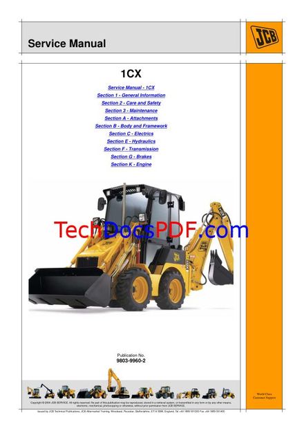 JCB 1CX Backhoe Loader Service Manual (9803/9960-2)