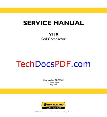 New Holland V110 Soil Compactor ROPS 2018 Service Manual PDF
