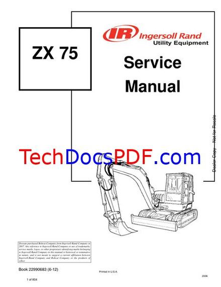 Bobcat ZX75 Compact Excavator Service Manual (22990683)