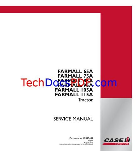 CASE IH Farmall 65A, 75A, 85A, 95A, 105A, 115A Tractor Service Manual