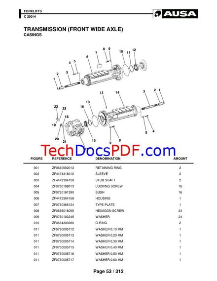 AUSA C 200 H C200H FORKLIFT PARTS CATALOG