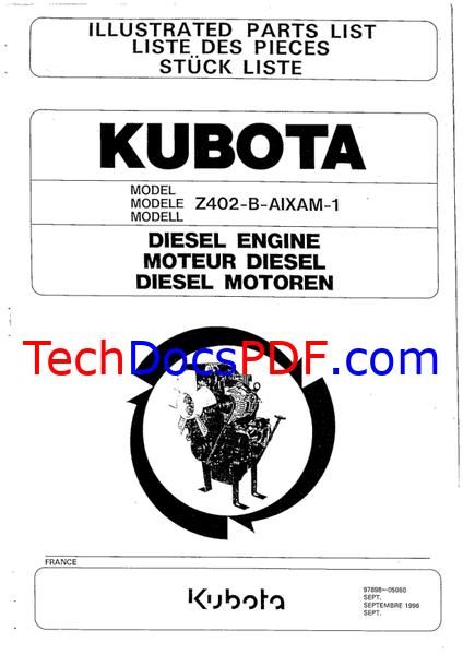 Kubota Z402-B-Aixam-1 Diesel Engine Parts Catalog (97898-05060)