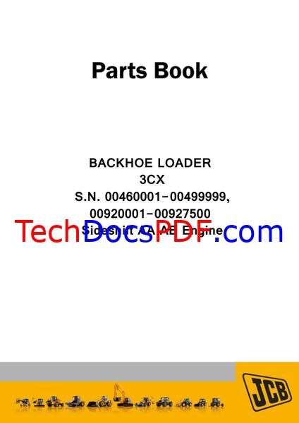 JCB 3CX Backhoe Loader Parts Manual 460001-499999, 920001-927500 (9802/9730)