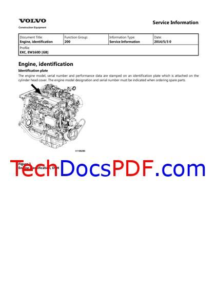 Volvo EW160D Excavators Tier 4i Service Manual