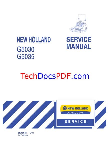 NEW HOLLAND G5030 G5035 ZERO TURN MOWER SERVICE MANUAL (PN 84218042)