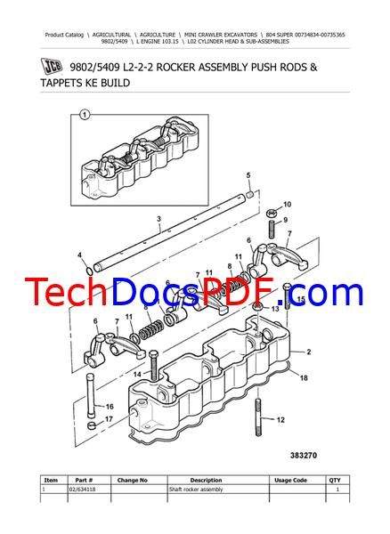 JCB 804 Super Mini Crawler Excavators Parts Manual (9802/5409)