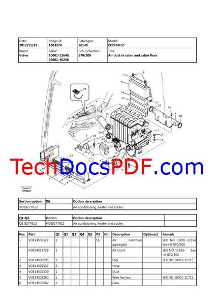 Volvo EC240B LC/LR/NLC Parts Catalog (SN 10001–30258)