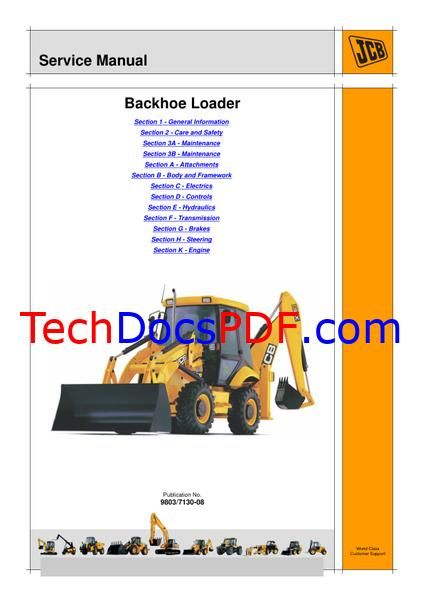 JCB 2CX, 2CXU, 210S, 210SU Backhoe Loader Service Manual (9803/7130)