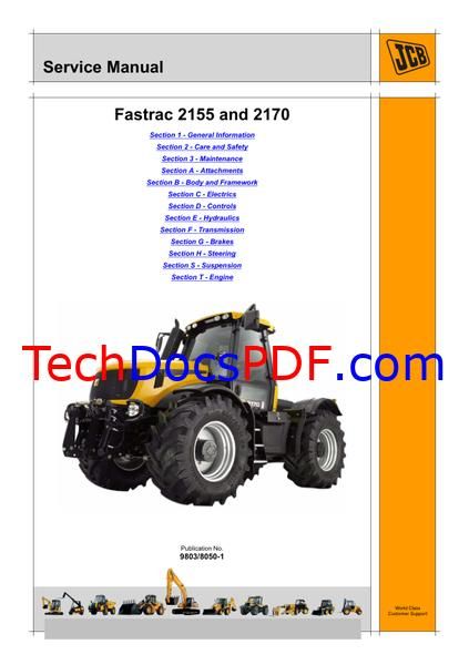 JCB Fastrac 2155 and Fastrac 2170 Service Manual (9803/8050-1)