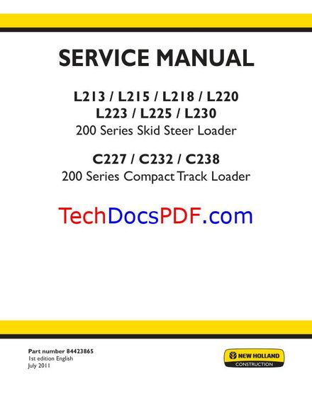 New Holland 200 Series Skid Steer Loaders &amp; Compact Track Loaders Manual