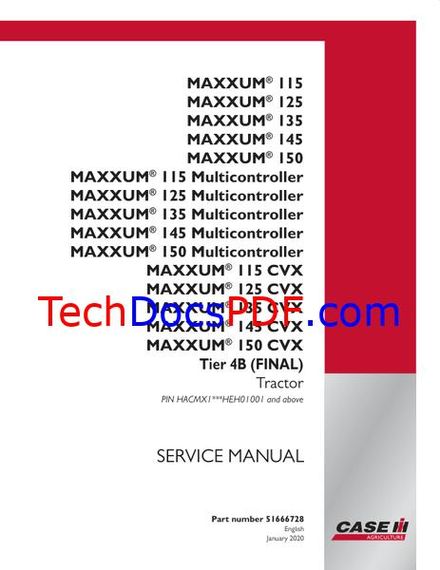 CASE IH Maxxum 115-150 Tier 4B Final Tractor Service Manual Multicontroller CVX