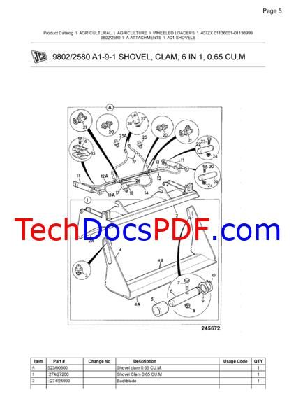 JCB 407 ZX Wheeled Loaders Parts Manual (9802/2580)
