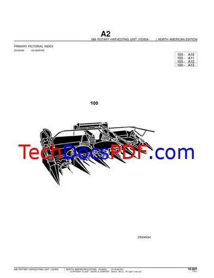 John Deere 686 Rotary Harvesting Parts Manual (PC4440)