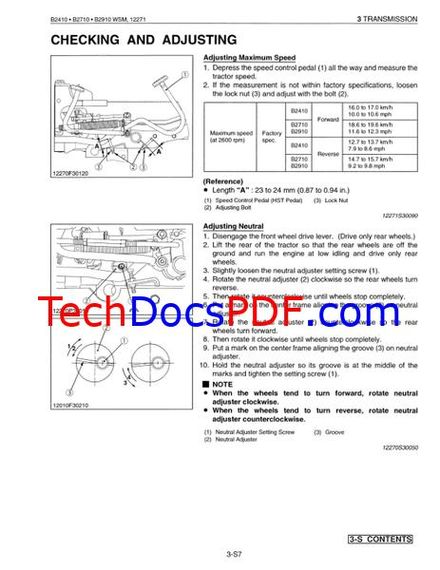Kubota B2410 B2710 B2910 Tractors Service Manual