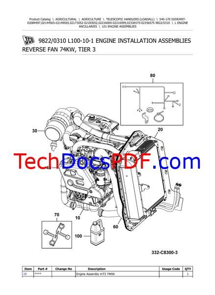 JCB 540-170 Loadall Tier 3 Parts Catalogue Manual (9822/0310)