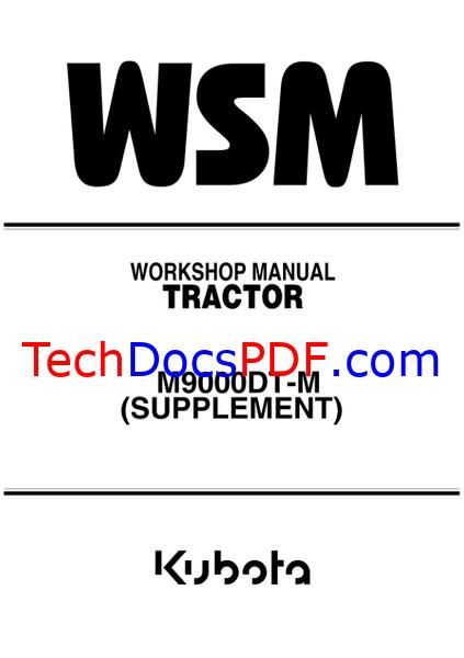 Kubota M9000DT-M Tractor Service Manual (Supplement) (97897-18031)