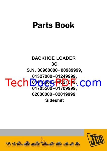 JCB 3C Backhoe Loader Sideshift Parts Catalog (9812/0010)
