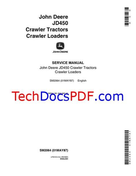 JOHN DEERE JD 450 CRAWLER LOADER SERVICE MANUAL (SM2064)
