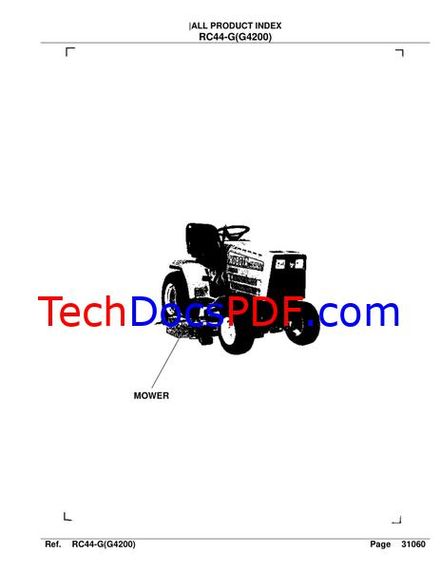 Kubota RC44-G Mower for G4200 Tractor Parts Catalog