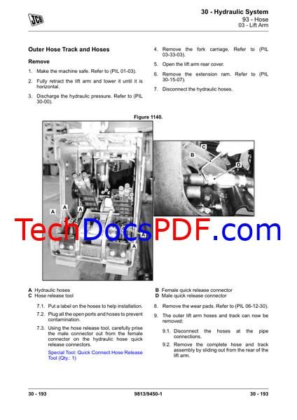 JCB 508-66, 509-45, 510-44, 510-55 Loadall RT Variable Reach Truck Service Manual 9813/9450